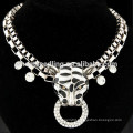 Fashion exaggerated punk leopard short necklace diamond necklace